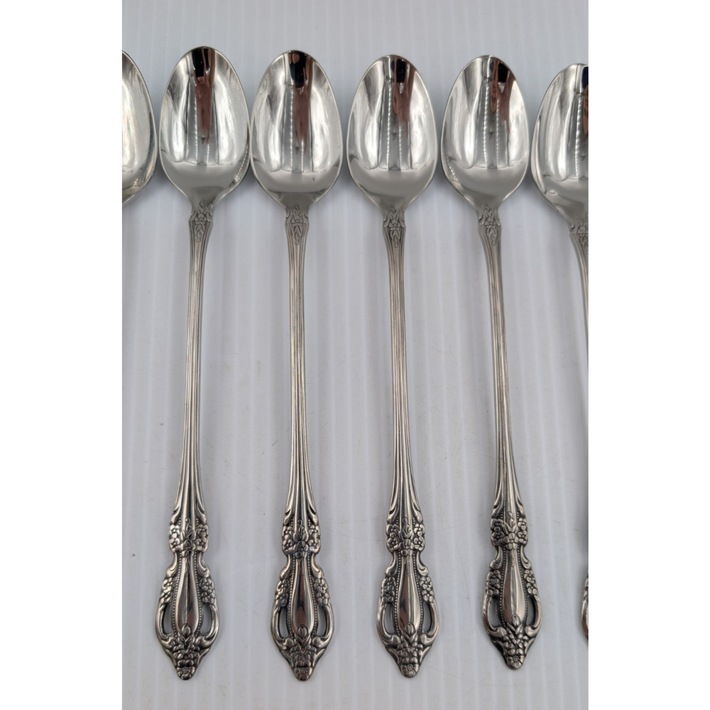 12 Oneida Distinction Deluxe HH Stainless Steel Raphael Iced Tea Spoons - Picture 3 of 10